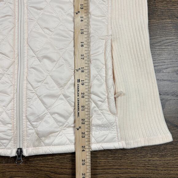 L.L. Bean Vest Womens Large White Quilted Fleece Lined Zip Pockets Sherpa - Picture 7 of 8